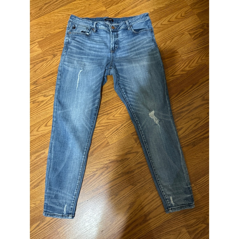 Dear John Gisele Distressed Skinny Jeans Medium Wash Blue Denim Size 31